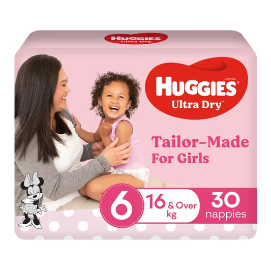 Huggies Ultra Dry Nappies Girls Size 6 (16kg+) - 30 Count