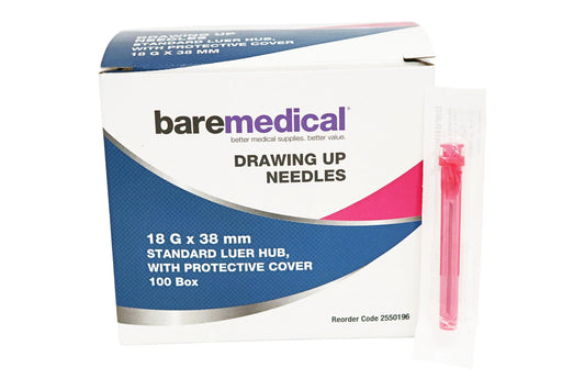 BareMedical Hypodermic Needles 18G x 38mm