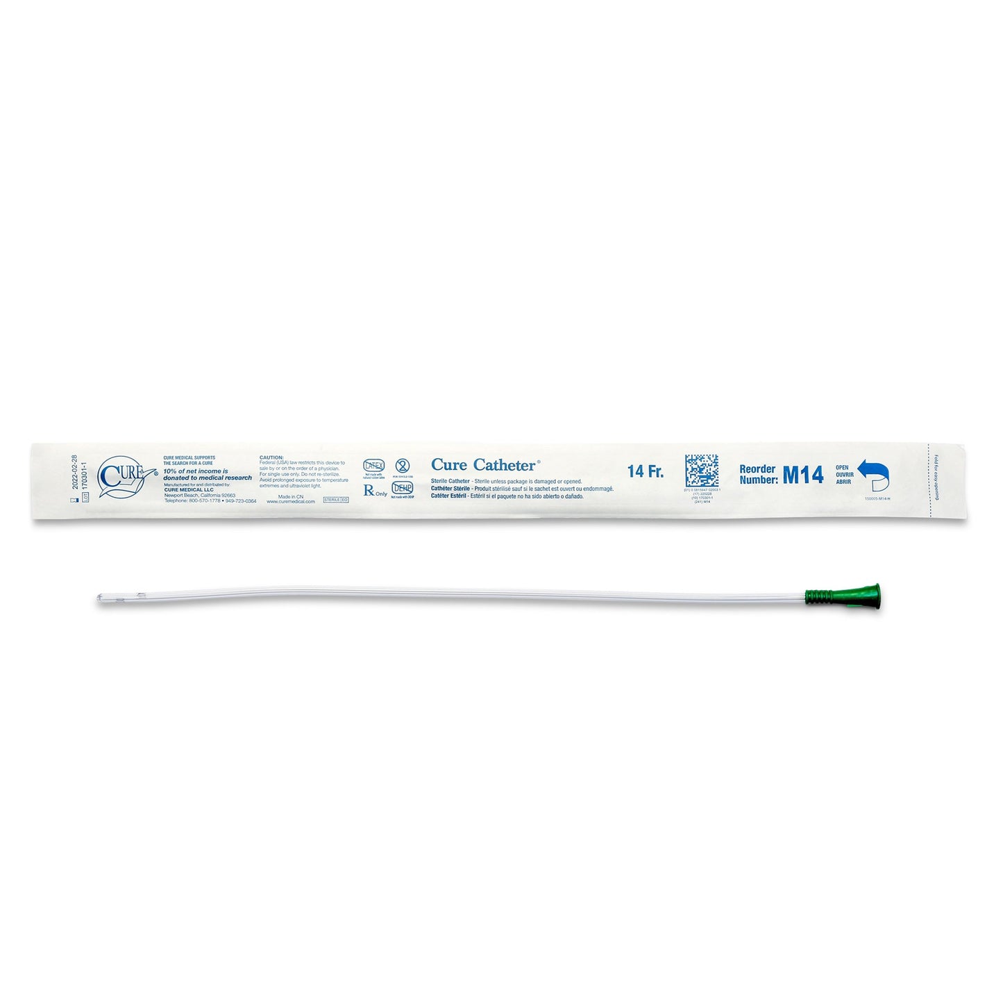 Cure Catheter Uncoated Straight Tip Male Sterile 40cm