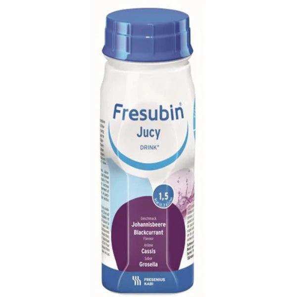 Fresubin Jucy Drink Easybottle 200ml in Blackcurrant flavor - delicious juice-based nutritional drink.