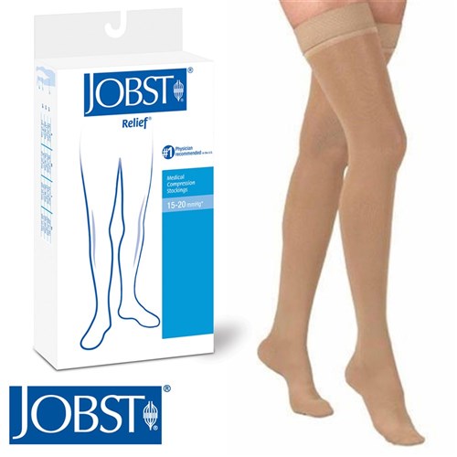 JOBST RELIEF Thigh High Beige 20-30mmHg Open Toe compression stockings for effective circulation support