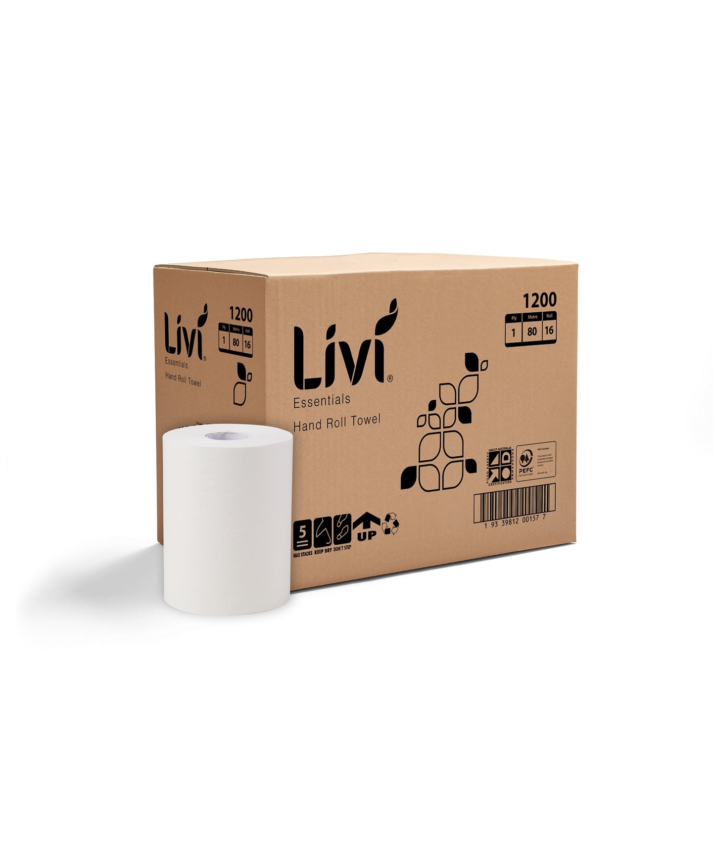 Livi Essentials Hand Towel Roll 1 Ply 80m