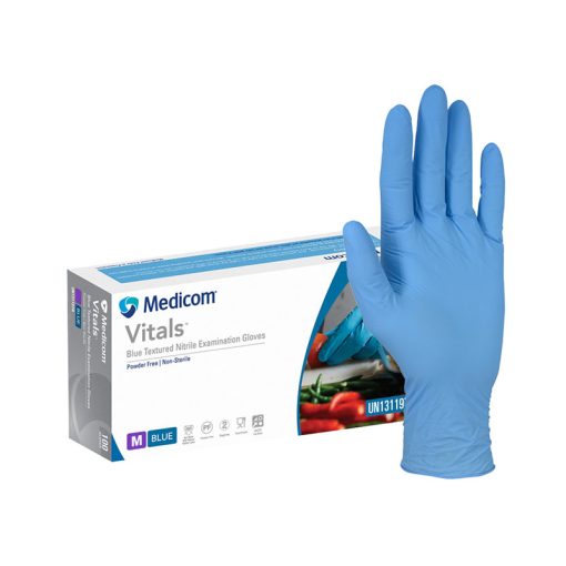 Medicom Vitals Nitrile Gloves – Blue, Powder-Free