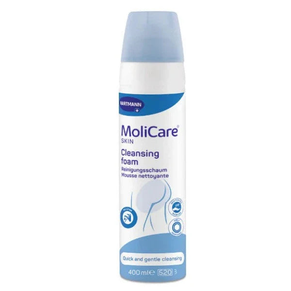 Molicare Skin Cleansing Foam 400ml: Gentle no-rinse cleansing foam for sensitive and delicate skin.