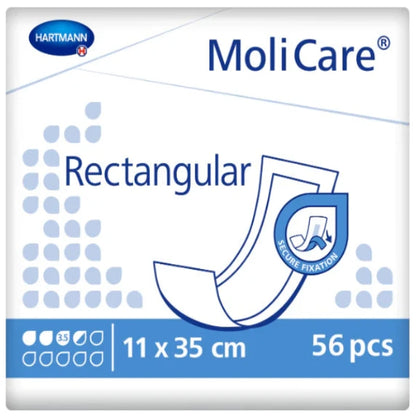 MoliCare Rectangular Pad for light incontinence, with adhesive strip for secure placement