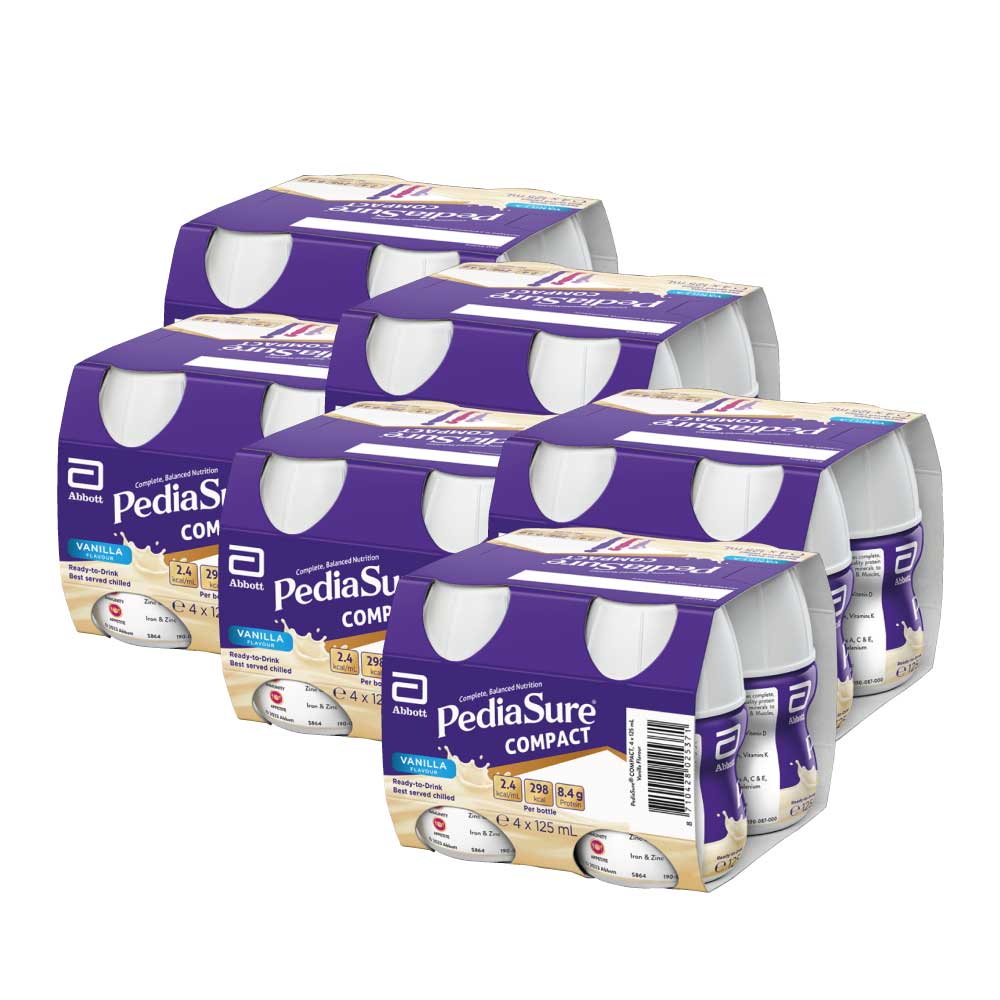 6 units of Pediasure compact vanilla is a nutritional drink with vanilla flavour 