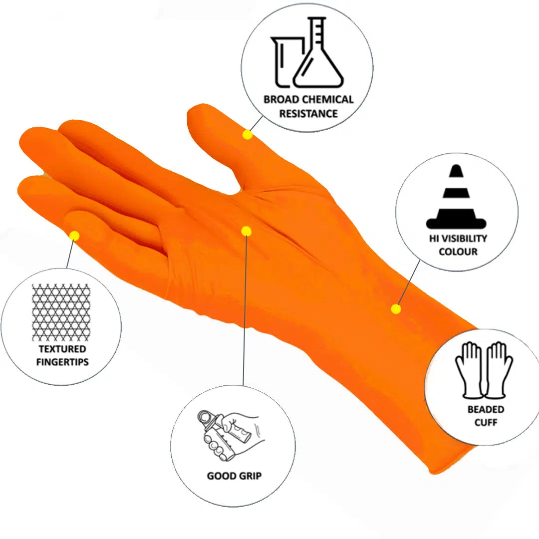 Bastion Premium Nitrile Gloves Orange