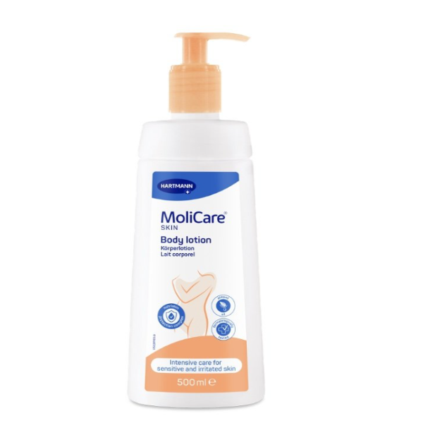 Molicare Skin Body Lotion 500ml by Hartmann: Intensive moisturizer for sensitive and vulnerable skin, enriched with Nutriskin Protection Complex.