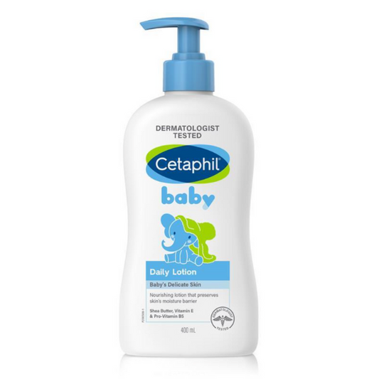Cetaphil Baby Daily Lotion 400ml: Gentle and nourishing baby lotion for face and body, with Shea Butter.
