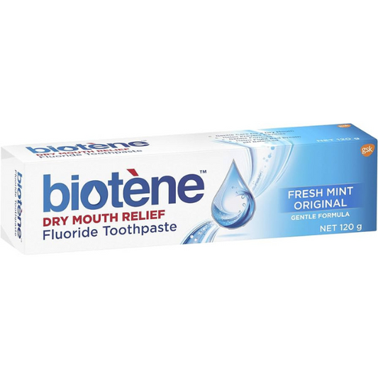 Biotene Dry Mouth Relief Toothpaste: Toothpaste for dry mouth relief and oral hygiene.