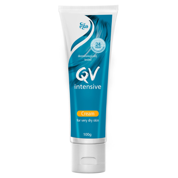 QV Intensive Cream 100g: Highly concentrated moisturizing cream for extremely dry and sensitive skin, 100g tube.