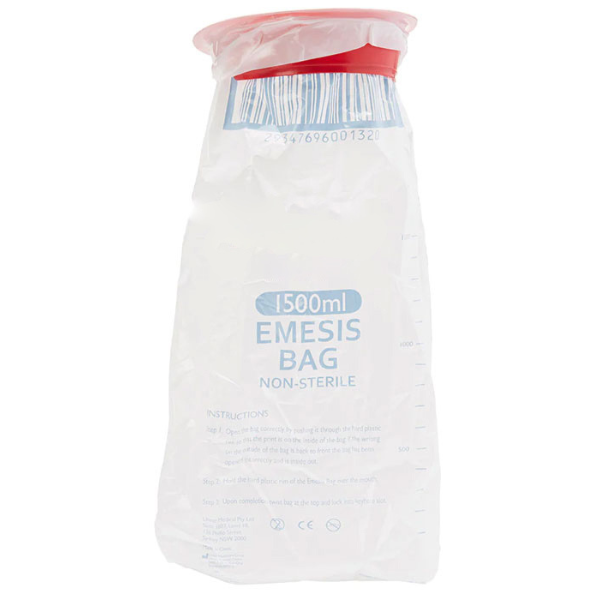 Emesis Bag, Vomit Bags 1500ml Pack of 50 by Inhealth: Hygienic disposable vomit bags with 1500ml capacity and odor control.