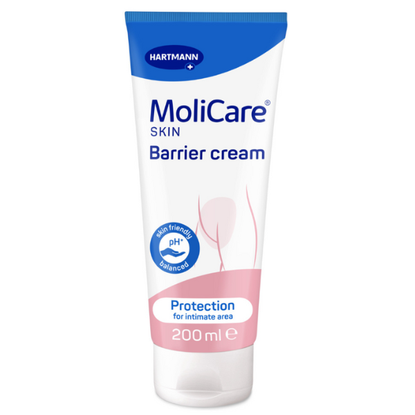 Molicare Skin Barrier Cream 200ml by Hartmann: Effective skin protection cream for incontinence care, enriched with Nutriskin Protection Complex, 200ml.