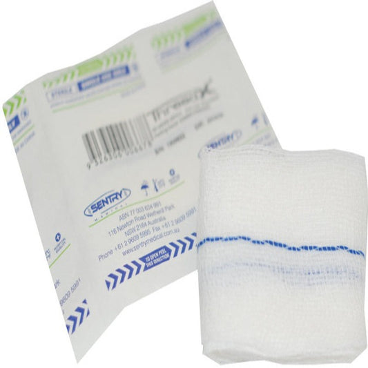 Sentry Medical Premium Sterile Gauze Swabs 7.5cm x 7.5cm, 8-Ply - Pack of 2, EO sterilized for safe and effective wound care.