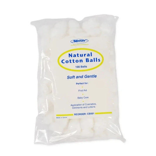Sentry Medical Large Cotton Balls, Pack of 100 - Pure cotton for medical, beauty, and household applications.