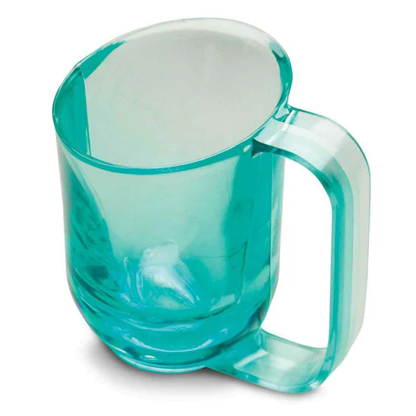 Dysphagia Cup Green with extended handle and contoured lip for easier drinking