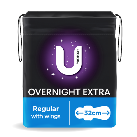 U By Kotex Overnight Extra Pads Regular with Wings