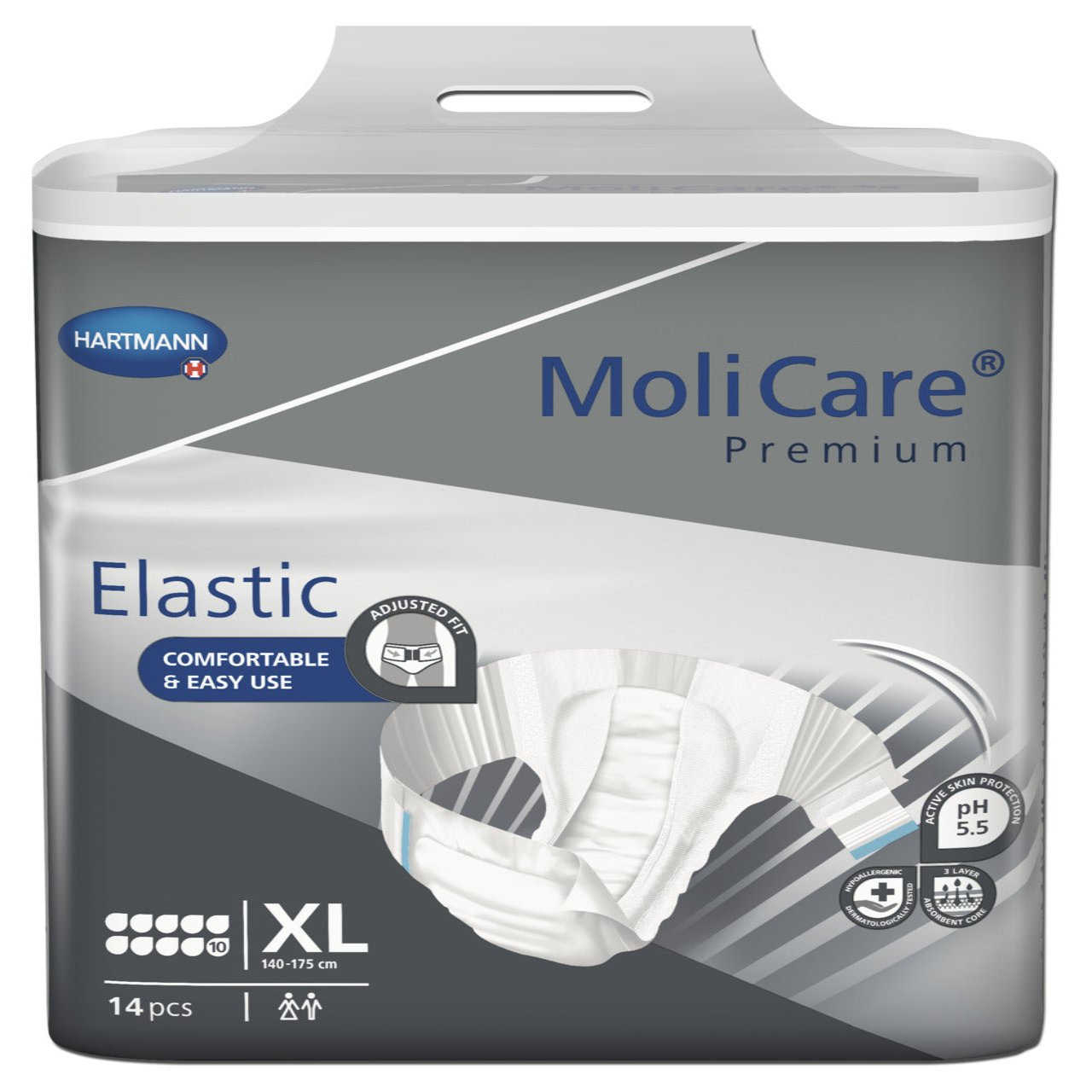 MoliCare Premium Elastic 10 Drop, Extra Large size, providing secure overnight protection for heavy incontinence.