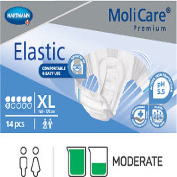 MoliCare Premium Mobile 6 Drop packet, pull-up pants for moderate incontinence protection.