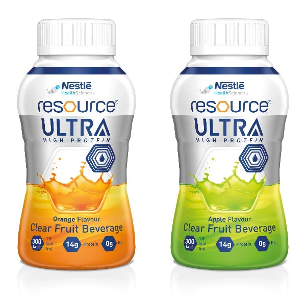 RESOURCE® ULTRA Clear Fruit Flavored Beverages - Orange and Apple flavors.