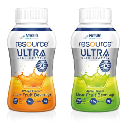 RESOURCE® ULTRA Clear Fruit Flavored Beverages - Orange and Apple flavors.